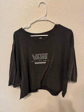 Vans Black Graphic Cropped Tee with Checker Detail